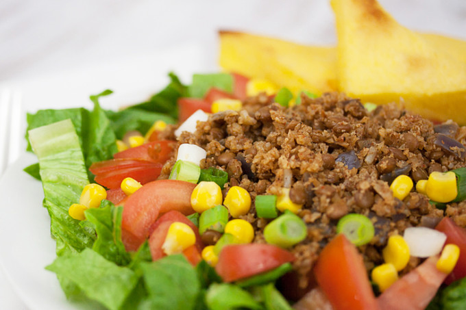 Lentil and Cauliflower Rice Taco Filling from FatFree Vegan