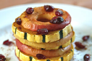 Delicata squash with cinnamon apple rings