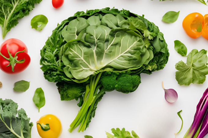 Brain made out of leafy green vegetables.